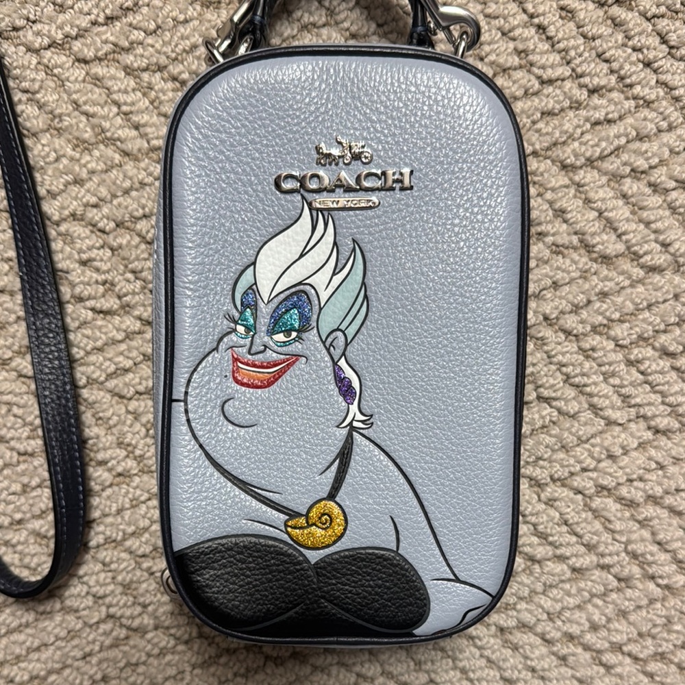 Coach Gray and Black Crossbody Bag with Ursula Design